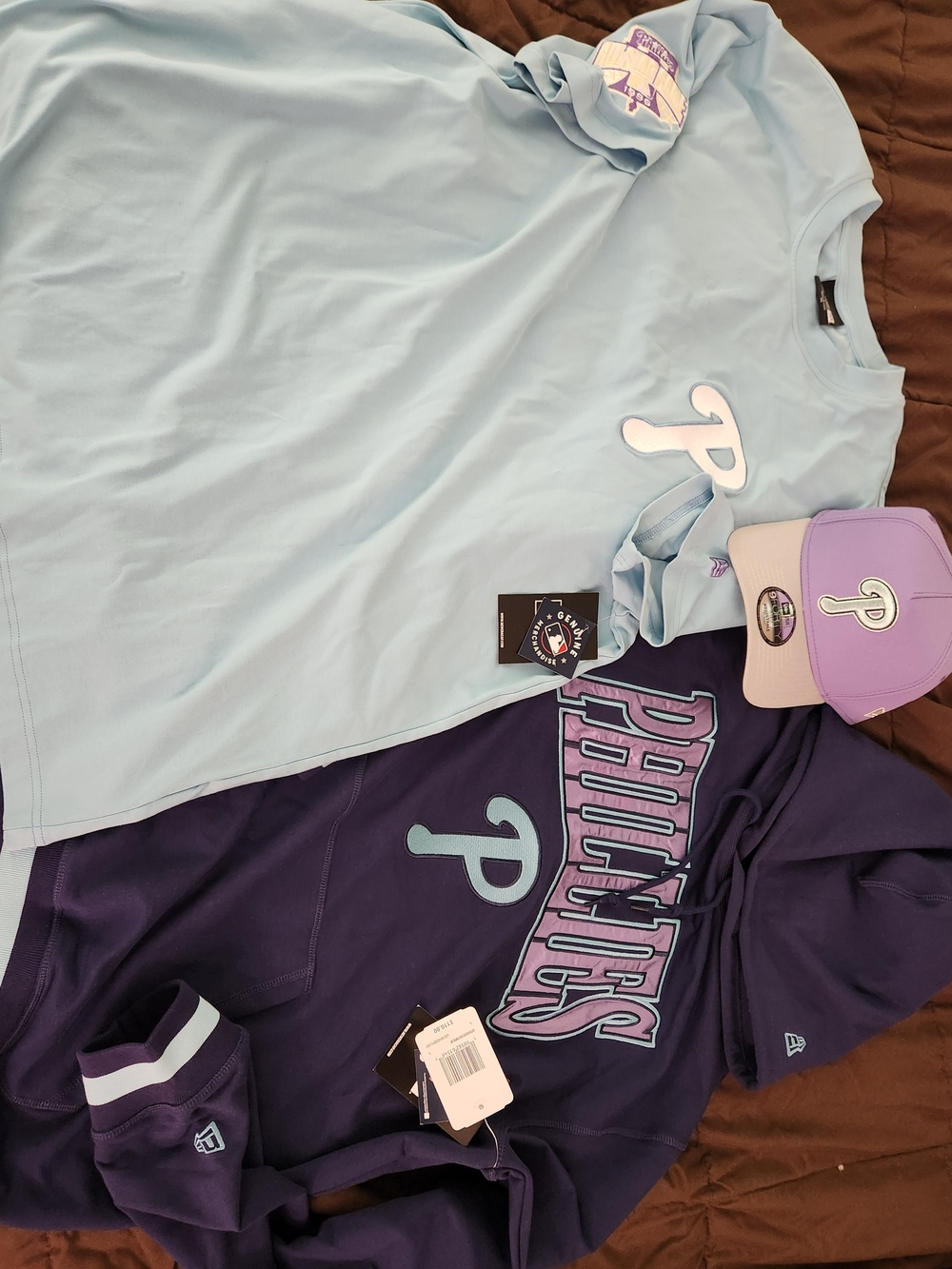 Brand New Never Worn Light Blue and Purple T-Shirt, Hoodie,& Hat Set
